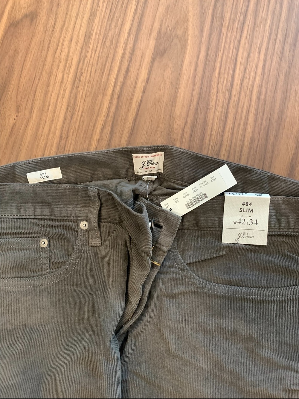 J. Crew Men's Corduroy Pants in Charcoal